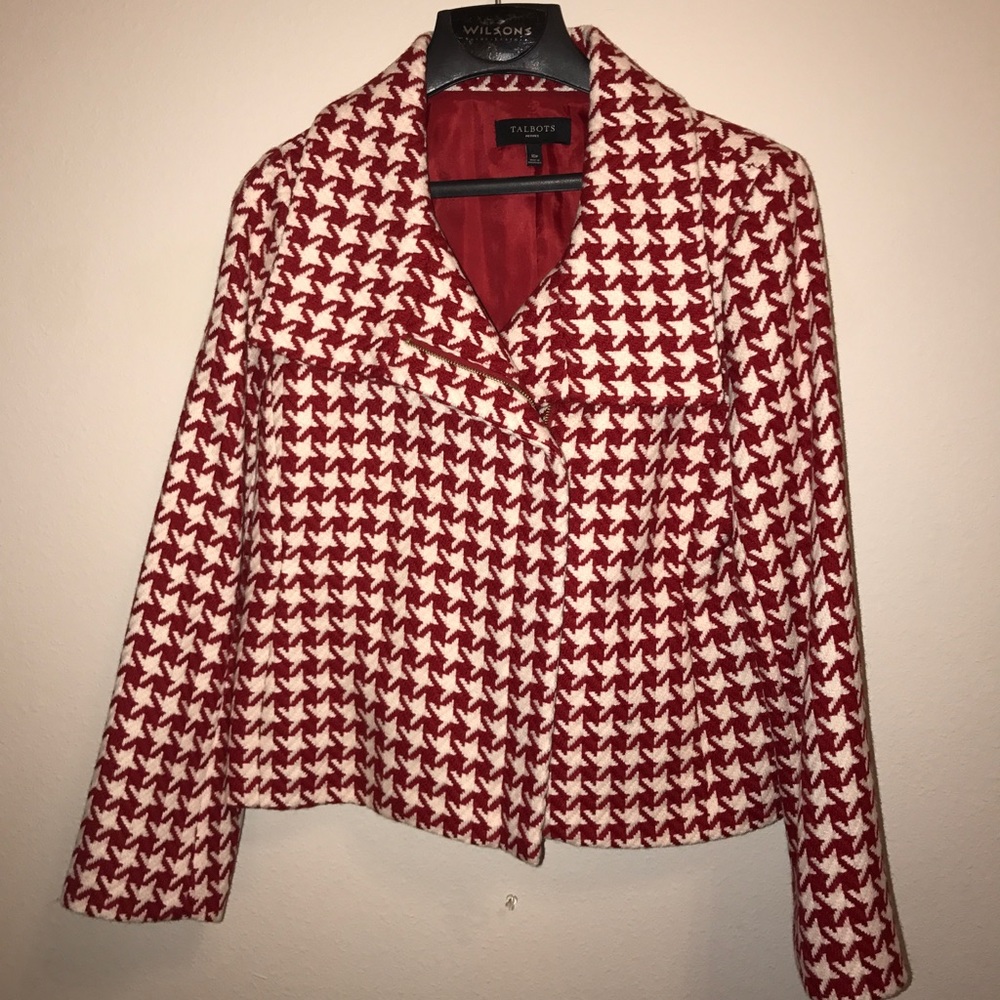 Talbots Red Houndstooth Jacket